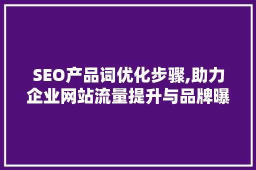 SEO产品词优化步骤,助力企业网站流量提升与品牌曝光