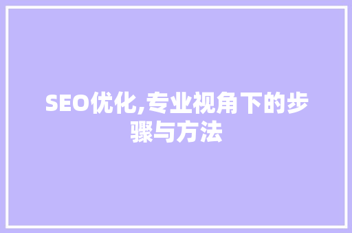 SEO优化,专业视角下的步骤与方法