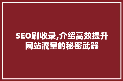 SEO刷收录,介绍高效提升网站流量的秘密武器