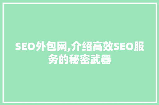 SEO外包网,介绍高效SEO服务的秘密武器