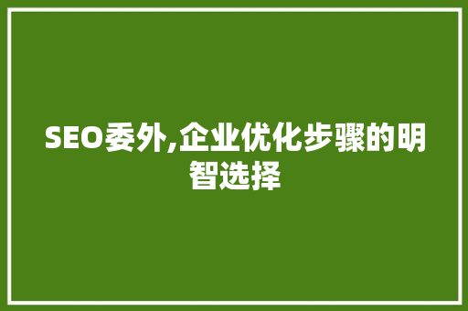 SEO委外,企业优化步骤的明智选择