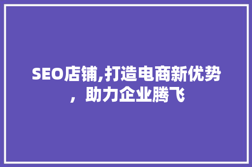 SEO店铺,打造电商新优势,助力企业腾飞 SEO店铺,打造电商新优势,助力企业腾飞
