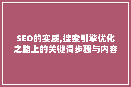 SEO的实质,搜索引擎优化之路上的关键词步骤与内容为王
