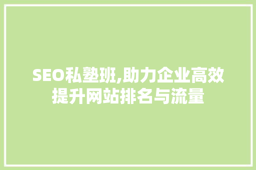 SEO私塾班,助力企业高效提升网站排名与流量