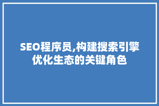 SEO程序员,构建搜索引擎优化生态的关键角色