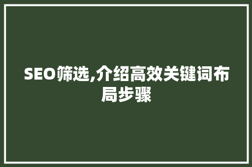 SEO筛选,介绍高效关键词布局步骤