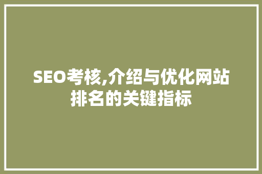 SEO考核,介绍与优化网站排名的关键指标
