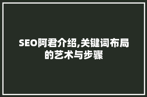 SEO阿君介绍,关键词布局的艺术与步骤 SEO阿君介绍,关键词布局的艺术与步骤