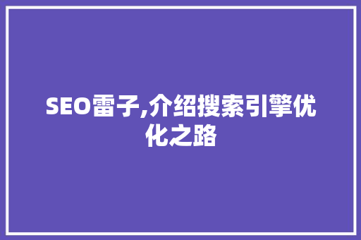 SEO雷子,介绍搜索引擎优化之路 SEO雷子,介绍搜索引擎优化之路