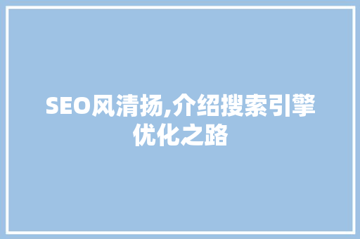 SEO风清扬,介绍搜索引擎优化之路 SEO风清扬,介绍搜索引擎优化之路