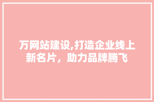 万网站建设,打造企业线上新名片，助力品牌腾飞 编程语言