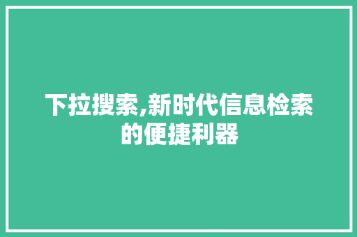 下拉搜索,新时代信息检索的便捷利器