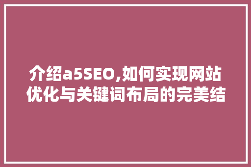 介绍a5SEO,如何实现网站优化与关键词布局的完美结合