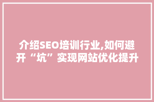 介绍SEO培训行业,如何避开“坑”实现网站优化提升