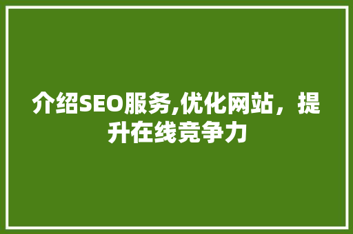 介绍SEO服务,优化网站，提升在线竞争力
