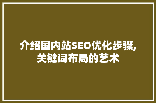 介绍国内站SEO优化步骤,关键词布局的艺术