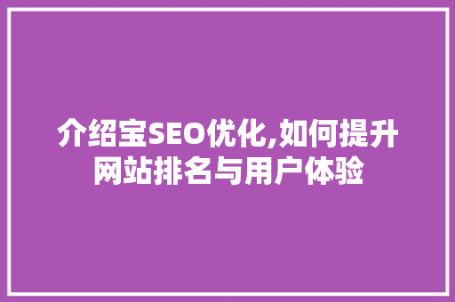 介绍宝SEO优化,如何提升网站排名与用户体验