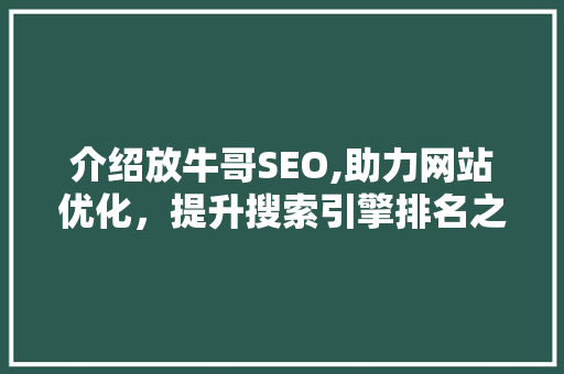 介绍放牛哥SEO,助力网站优化，提升搜索引擎排名之路