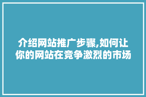 介绍网站推广步骤,如何让你的网站在竞争激烈的市场中脱颖而出