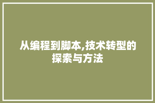 从编程到脚本,技术转型的探索与方法