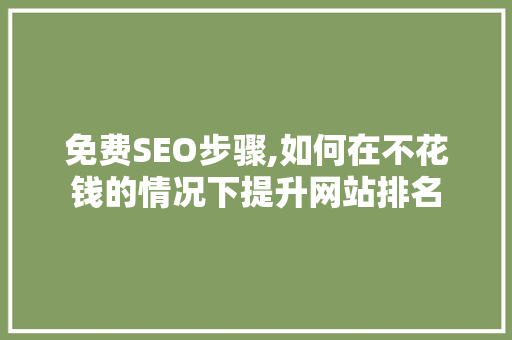 免费SEO步骤,如何在不花钱的情况下提升网站排名