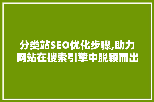 分类站SEO优化步骤,助力网站在搜索引擎中脱颖而出