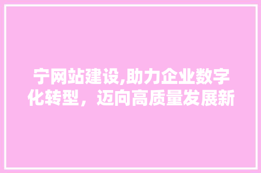 宁网站建设,助力企业数字化转型，迈向高质量发展新阶段