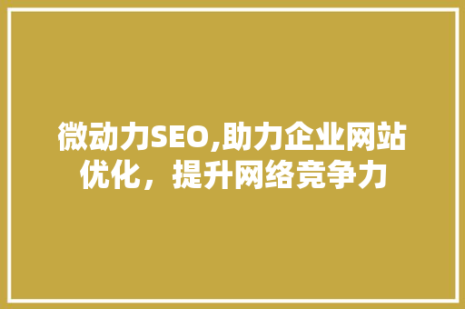 微动力SEO,助力企业网站优化，提升网络竞争力