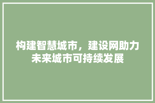 构建智慧城市，建设网助力未来城市可持续发展