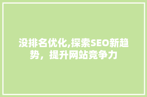没排名优化,探索SEO新趋势，提升网站竞争力