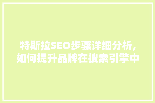特斯拉SEO步骤详细分析,如何提升品牌在搜索引擎中的曝光度