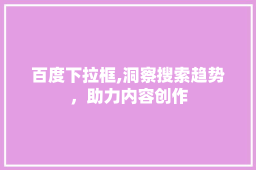 百度下拉框,洞察搜索趋势，助力内容创作