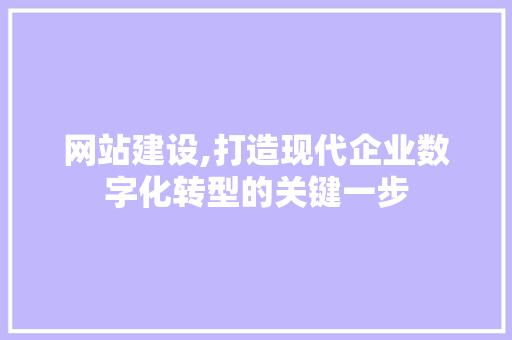 网站建设,打造现代企业数字化转型的关键一步