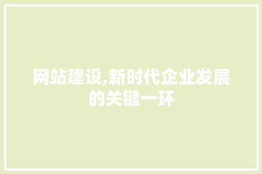 网站建设,新时代企业发展的关键一环