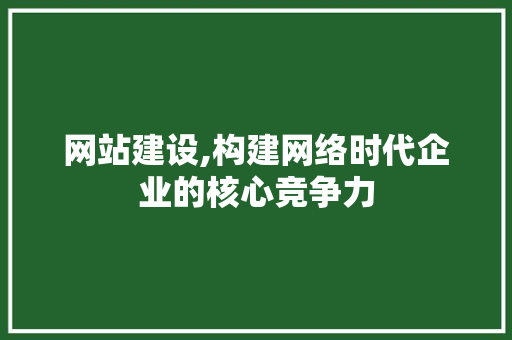 网站建设,构建网络时代企业的核心竞争力