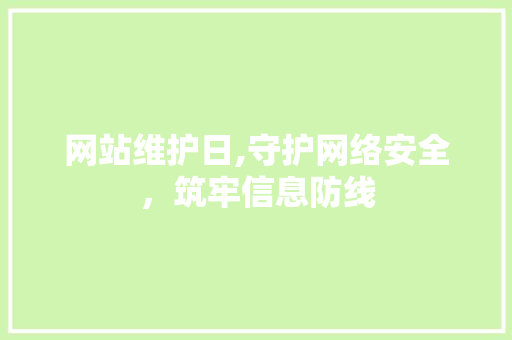 网站维护日,守护网络安全，筑牢信息防线