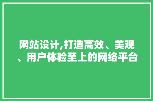 网站设计,打造高效、美观、用户体验至上的网络平台