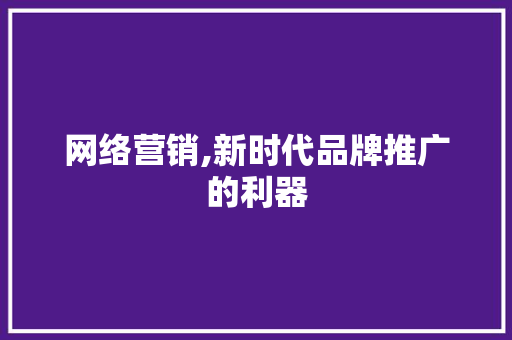网络营销,新时代品牌推广的利器 编程语言 网络营销,新时代品牌推广的利器 编程语言