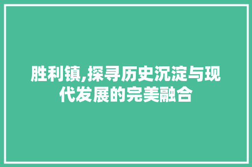 胜利镇,探寻历史沉淀与现代发展的完美融合