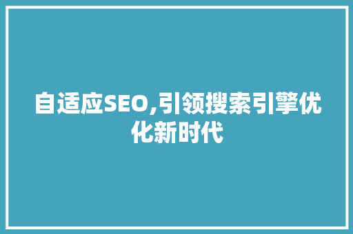 自适应SEO,引领搜索引擎优化新时代