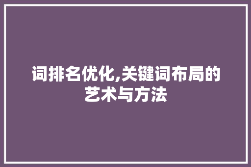 词排名优化,关键词布局的艺术与方法 词排名优化,关键词布局的艺术与方法