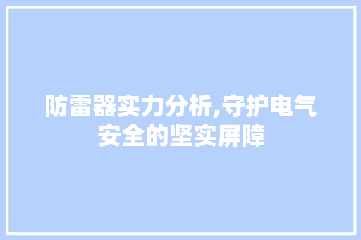 防雷器实力分析,守护电气安全的坚实屏障