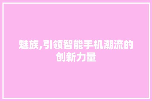 魅族,引领智能手机潮流的创新力量