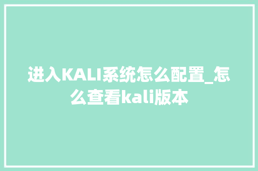 进入KALI系统怎么配置_怎么查看kali版本