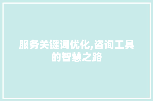 服务关键词优化,咨询工具的智慧之路