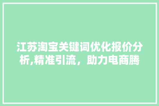 江苏淘宝关键词优化报价分析,精准引流，助力电商腾飞