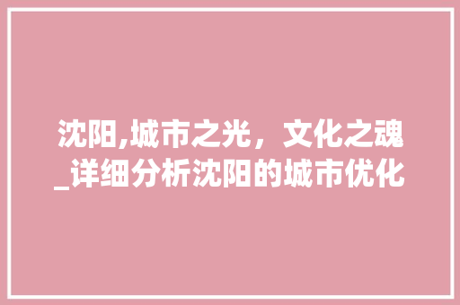 沈阳,城市之光，文化之魂_详细分析沈阳的城市优化与发展之路