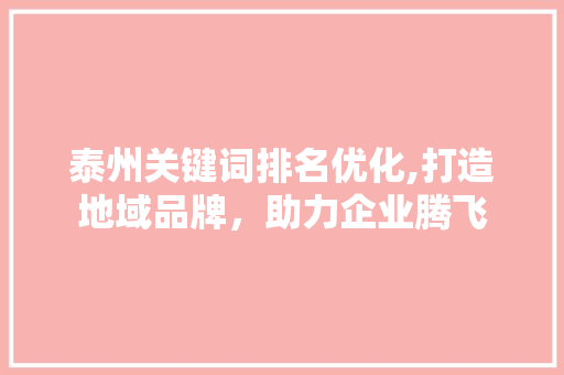 泰州关键词排名优化,打造地域品牌，助力企业腾飞