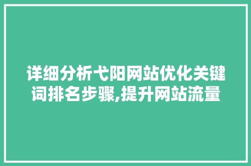 详细分析弋阳网站优化关键词排名步骤,提升网站流量与品牌影响力的方法