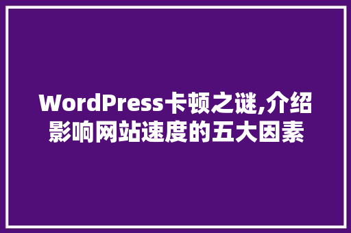 WordPress卡顿之谜,介绍影响网站速度的五大因素 编程语言